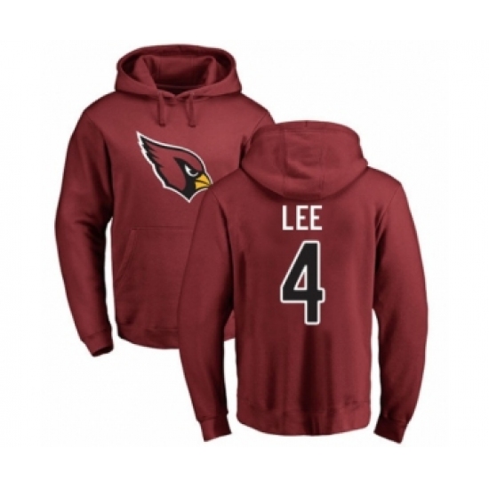 Football Arizona Cardinals #4 Andy Lee Maroon Name & Number Logo Pullover Hoodie