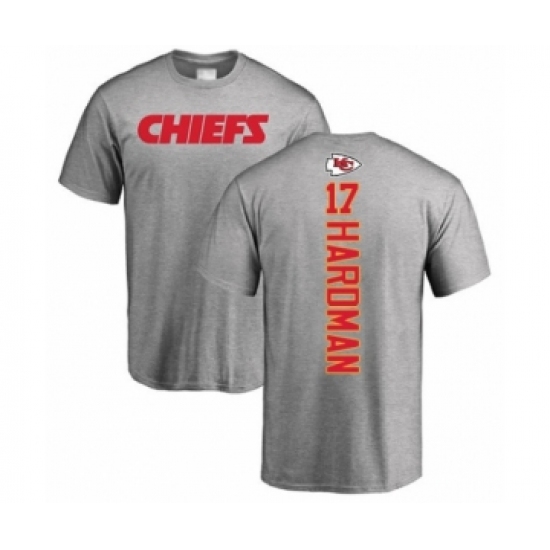 Football Kansas City Chiefs #17 Mecole Hardman Ash Backer T-Shirt