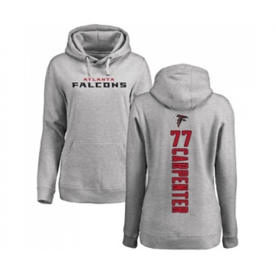 Football Women's Atlanta Falcons #77 James Carpenter Ash Backer Pullover Hoodie