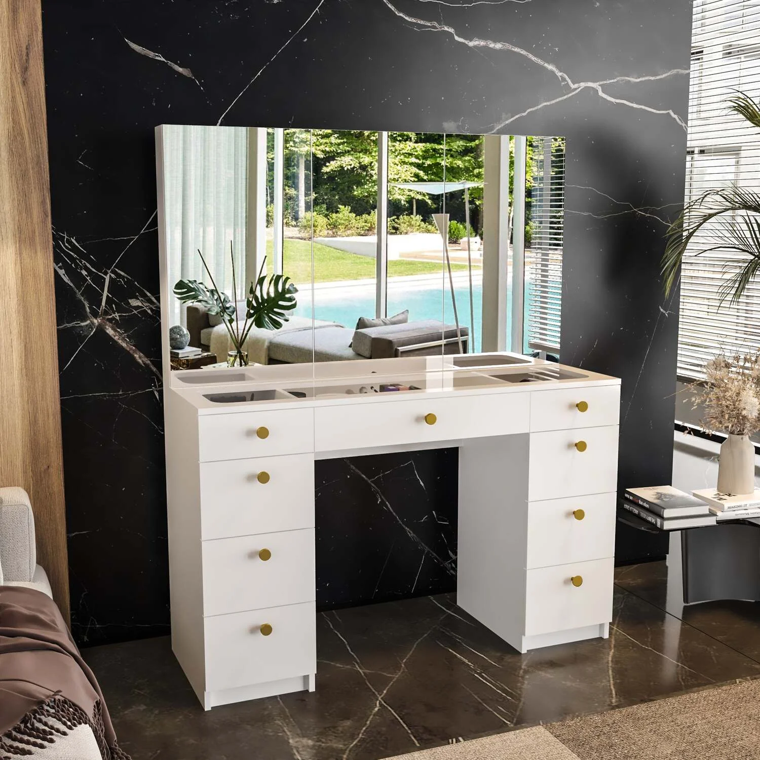 Boahaus Lily Vanity Desk (White) - Curated Treasures Market