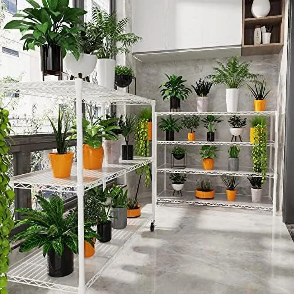 HBROLJF Heavy-Duty Wire Shelving Unit - 7-Tier  2450lbs Capacity  NSF Certified  Adjustable Metal  Rack with Wheels & Liners  82"H x 48"L x 18"D - Ideal for Kitchen  Garag - Curated Treasures Market