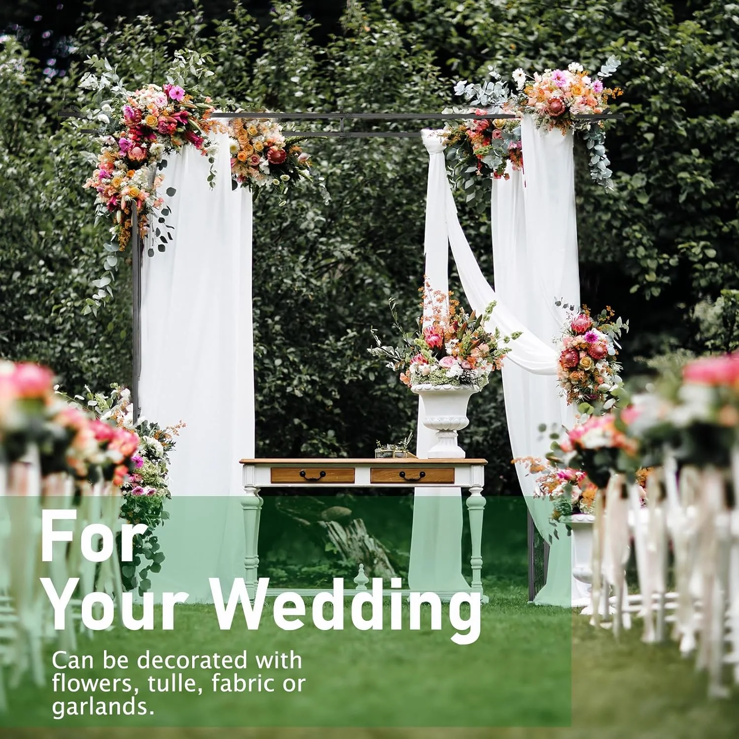 VINGLI Garden Arbor, Arch for Wedding Ceremony Party, Christmas Garden Decor Steel Garden Trellis for Plant Climbing, Pergola for Garden, Backyard, Lawn (Black-59x84) - Curated Treasures Market