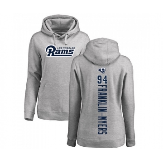 Football Women's Los Angeles Rams #94 John Franklin-Myers Ash Backer Pullover Hoodie