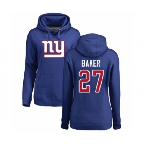 Football Women's New York Giants #27 Deandre Baker Royal Blue Name & Number Logo Pullover Hoodie