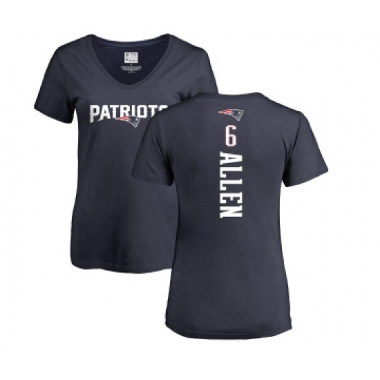 Football Women's New England Patriots #6 Ryan Allen Navy Blue Backer T-Shirt