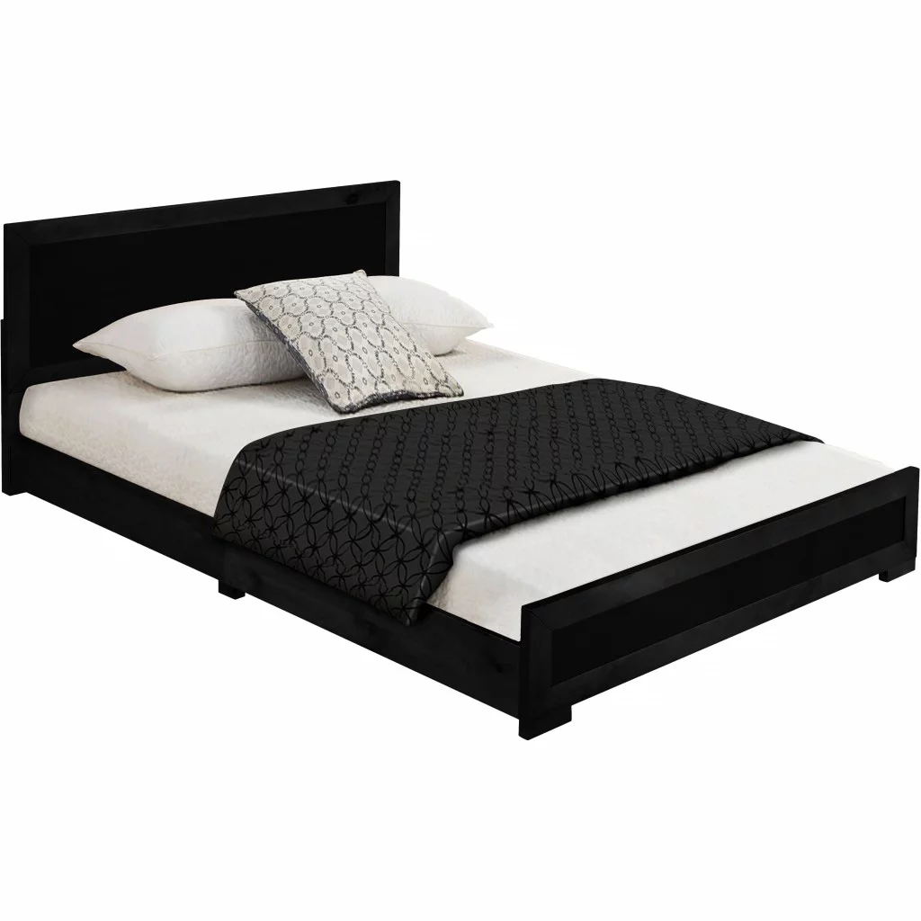 HomeRoots 397114 Wood Platform Bed. Black - King Size