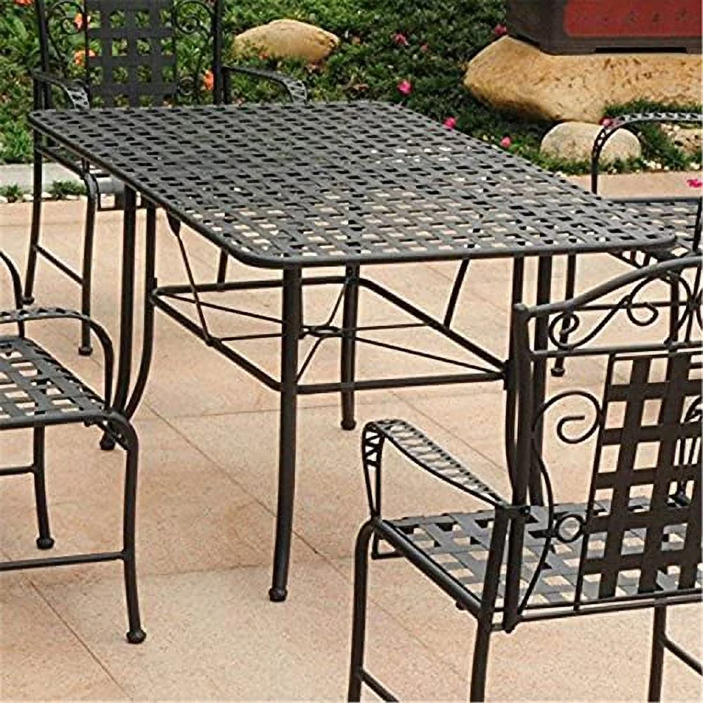 International Caravan Mandalay Iron Outdoor Dining Table-Color:Antique Black,Size:60