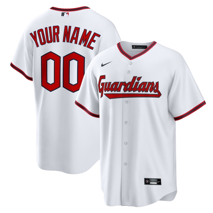 Men's Cleveland Guardians Nike White Home Custom Replica 2.0 Jersey