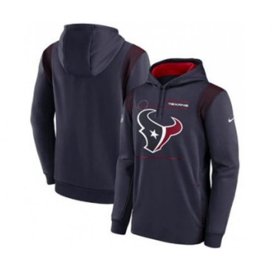 Men's Houston Texans 2021 Navy Sideline Logo Performance Pullover Hoodie