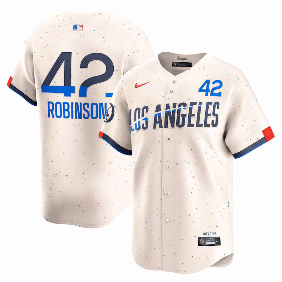 Men's Los Angeles Dodgers Jackie Robinson Nike Cream City Connect Limited Player Jersey