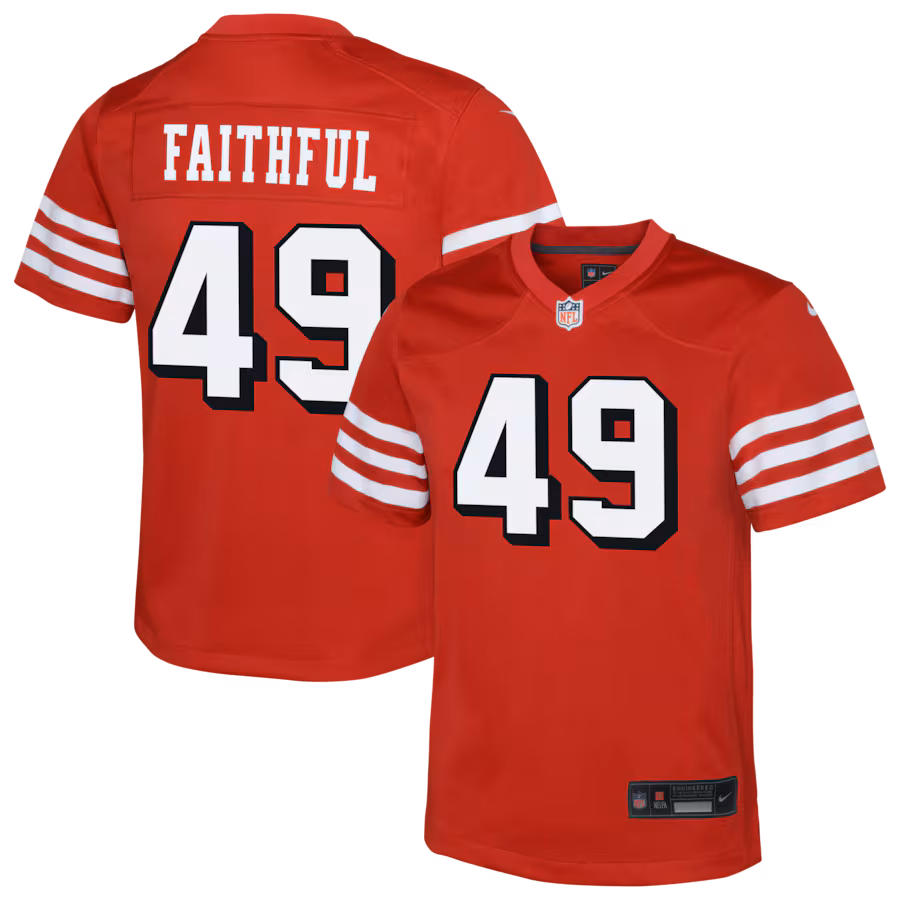 Youth San Francisco 49ers The Faithful Nike Scarlet Alternate 2 Game Jersey