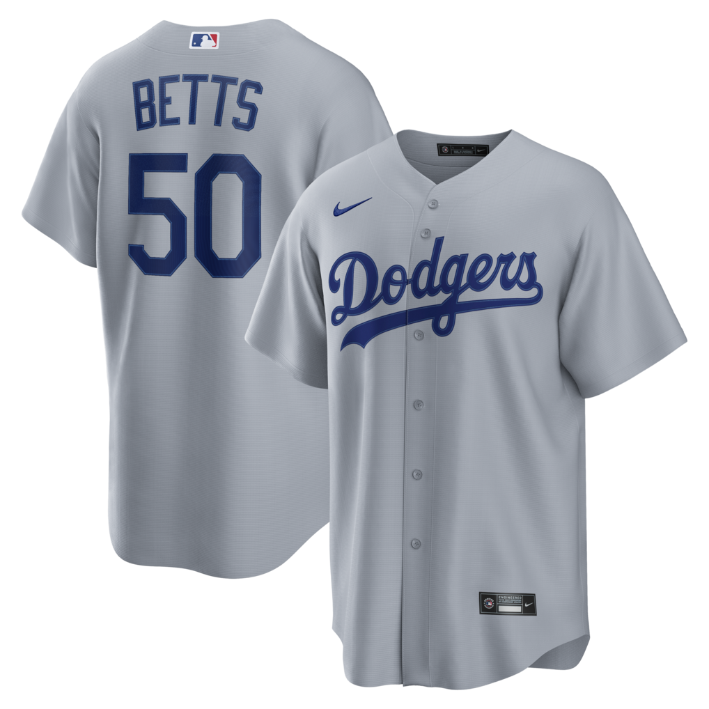 Men's Los Angeles Dodgers Mookie Betts Nike Gray Road Replica Jersey