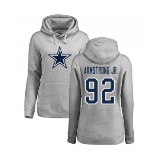 Football Women's Dallas Cowboys #92 Dorance Armstrong Jr. Ash Name & Number Logo Pullover Hoodie