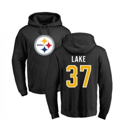 Football Pittsburgh Steelers #37 Carnell Lake Black Name & Number Logo Pullover Hoodie