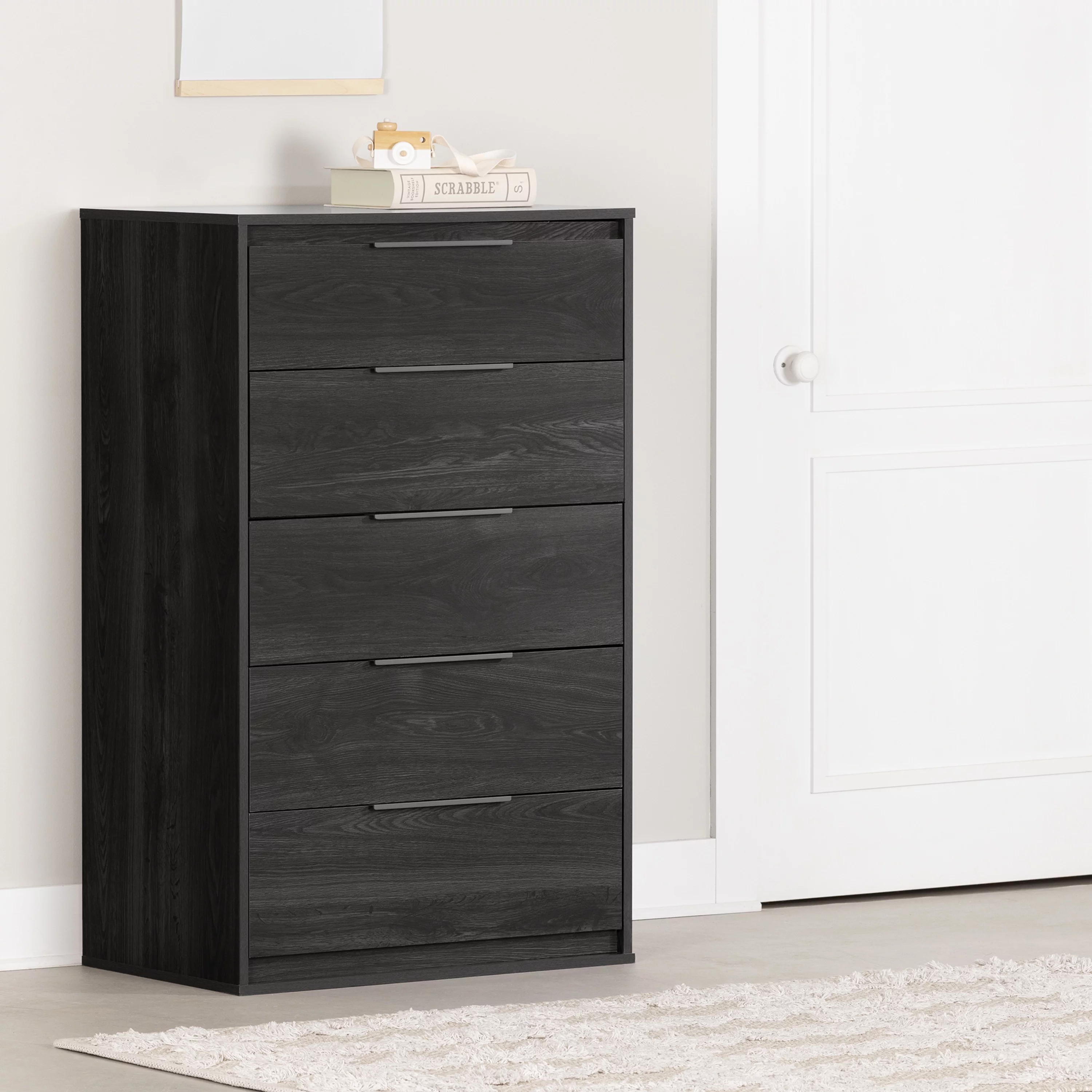 South Shore Hourra. Contemporary 5-Drawer Chest. Gray Oak