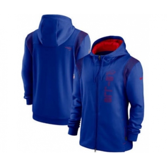 Men's Buffalo Bills 2021 Royal Sideline Team Performance Full-Zip Hoodie