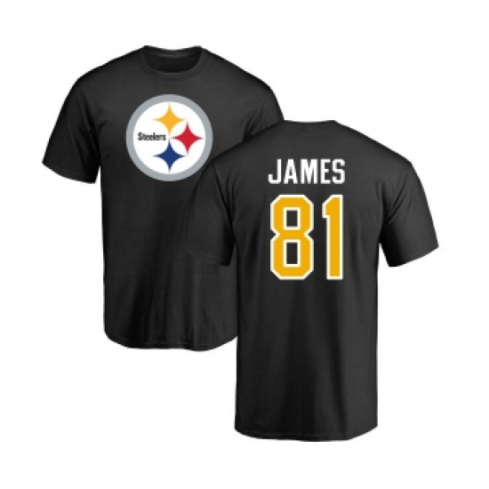 Football Pittsburgh Steelers #81 Jesse James Black Name & Number Logo T-Shirt