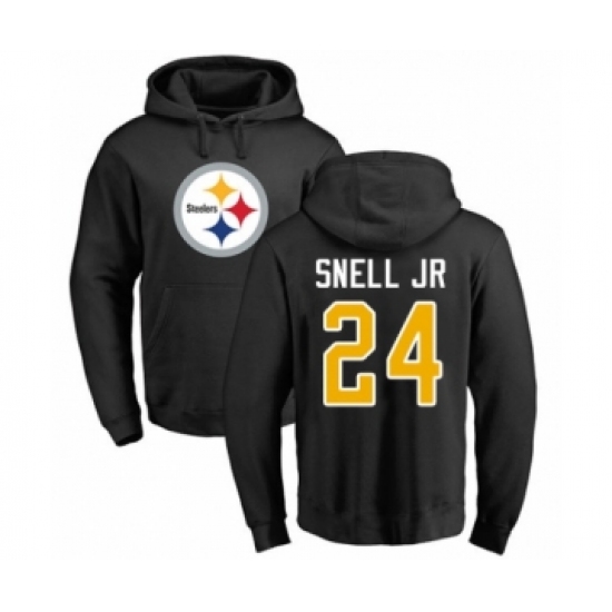 Pittsburgh Steelers #24 Benny Snell Jr. Black Name & Number Logo Pullover Hoodie