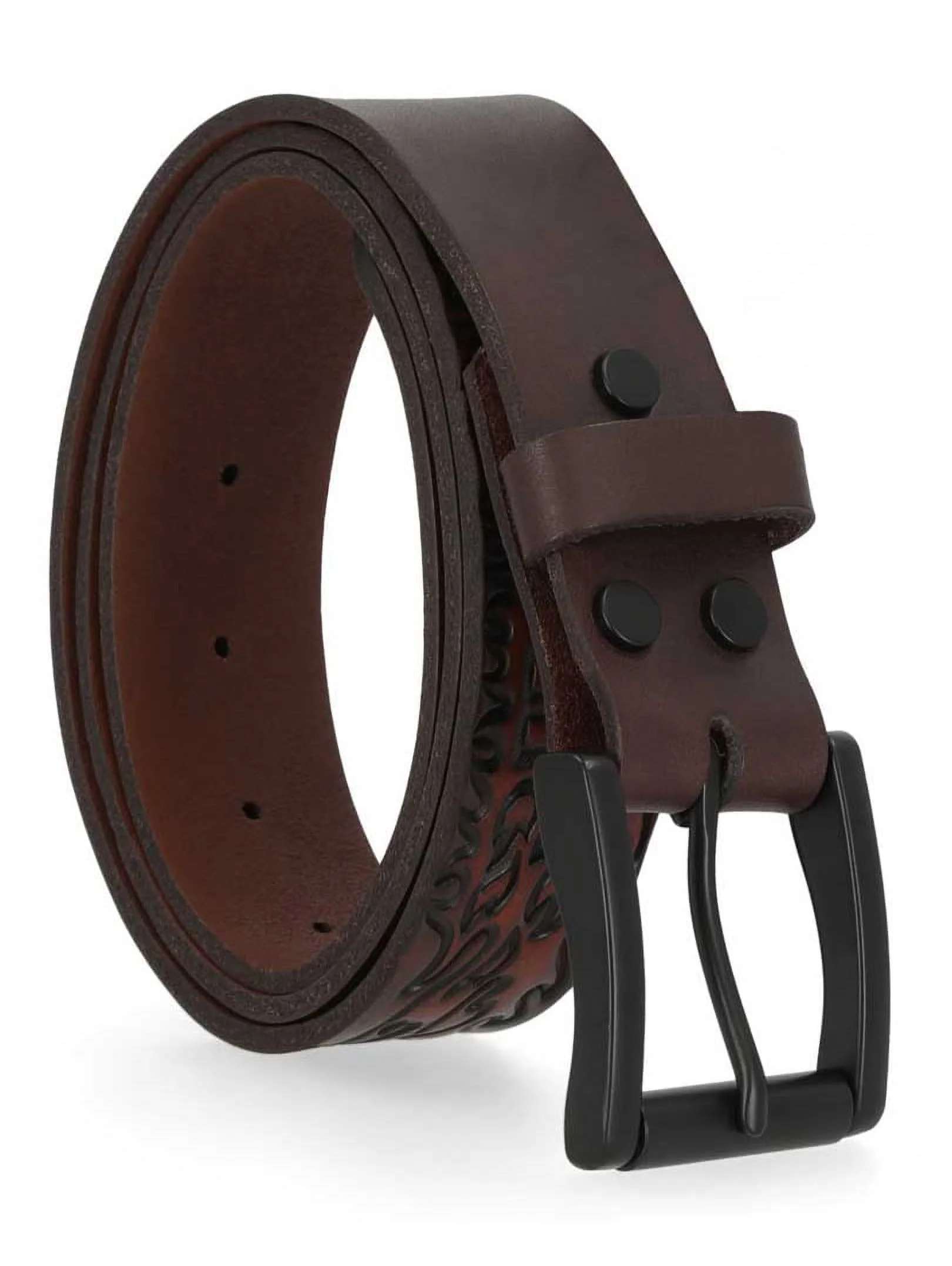 Harley-Davidson Men's Tooled Flames H-D Logo Genuine Leather Belt - Brown (40), Harley Davidson - Curated Treasures Market