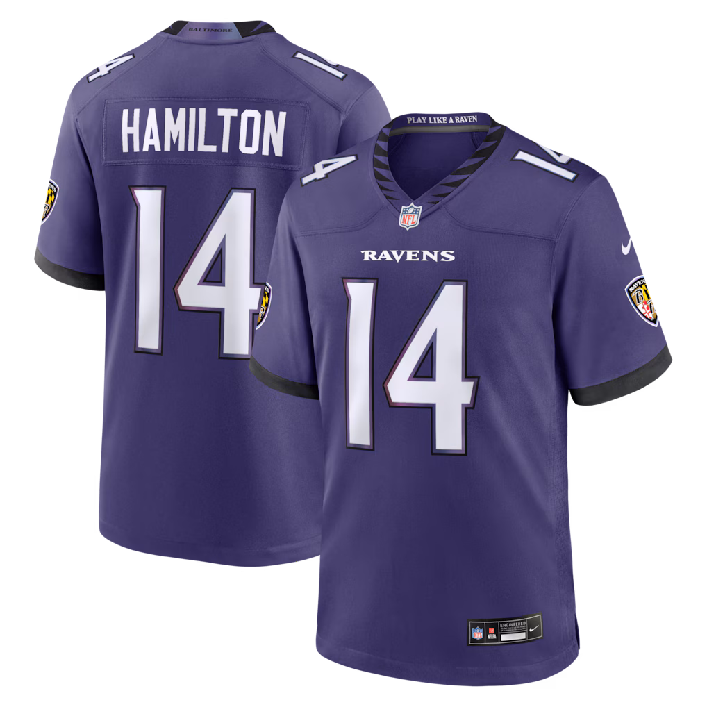 Men's Baltimore Ravens Kyle Hamilton Nike Purple Team Game Jersey