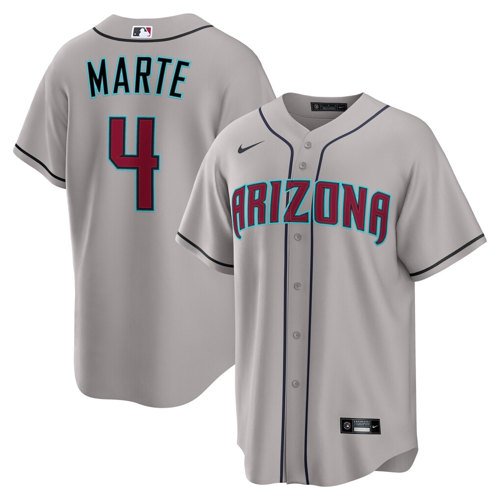 Men's  Arizona Diamondbacks Ketel Marte Nike Gray Road Replica Jersey