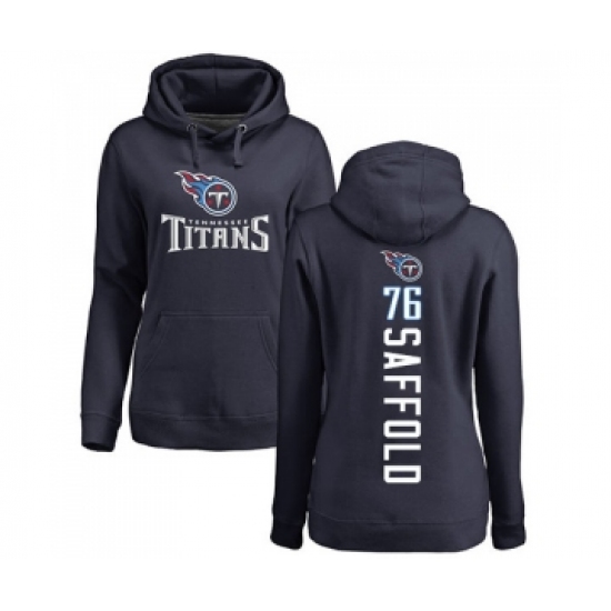Football Women's Tennessee Titans #76 Rodger Saffold Navy Blue Backer Pullover Hoodie