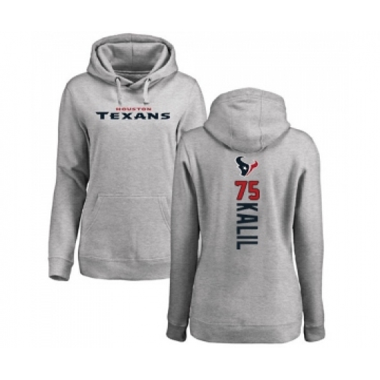Football Women's Houston Texans #75 Matt Kalil Ash Backer Pullover Hoodie