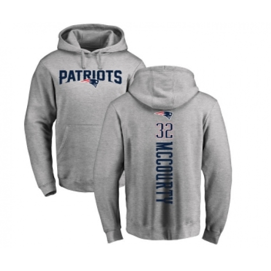 Football New England Patriots #32 Devin McCourty Ash Backer Pullover Hoodie
