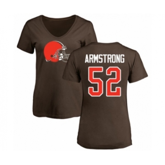 Football Women's Cleveland Browns #52 Ray-Ray Armstrong Brown Name & Number Logo T-Shirt