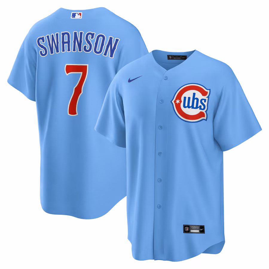 Men's Chicago Cubs Dansby Swanson Nike Blue 2nd Alternate Replica Player Jersey