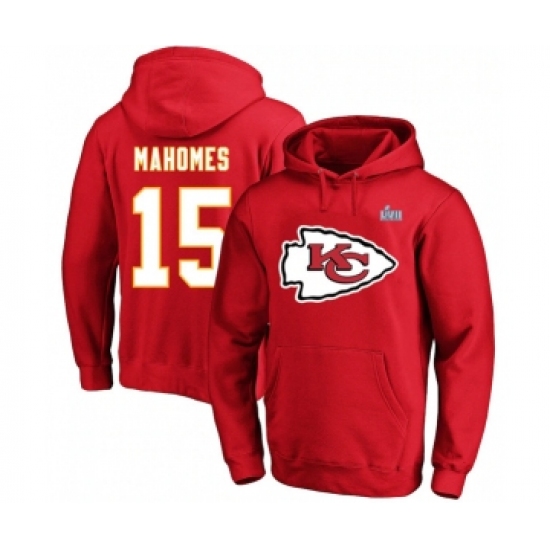 Men's Kansas City Chiefs #15 Patrick Mahomes Red Super Bowl LVII Big & Tall Name & Number Pullover Hoodie