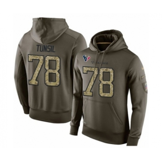 Football Men's Houston Texans #78 Laremy Tunsil Green Salute To Service Pullover Hoodie