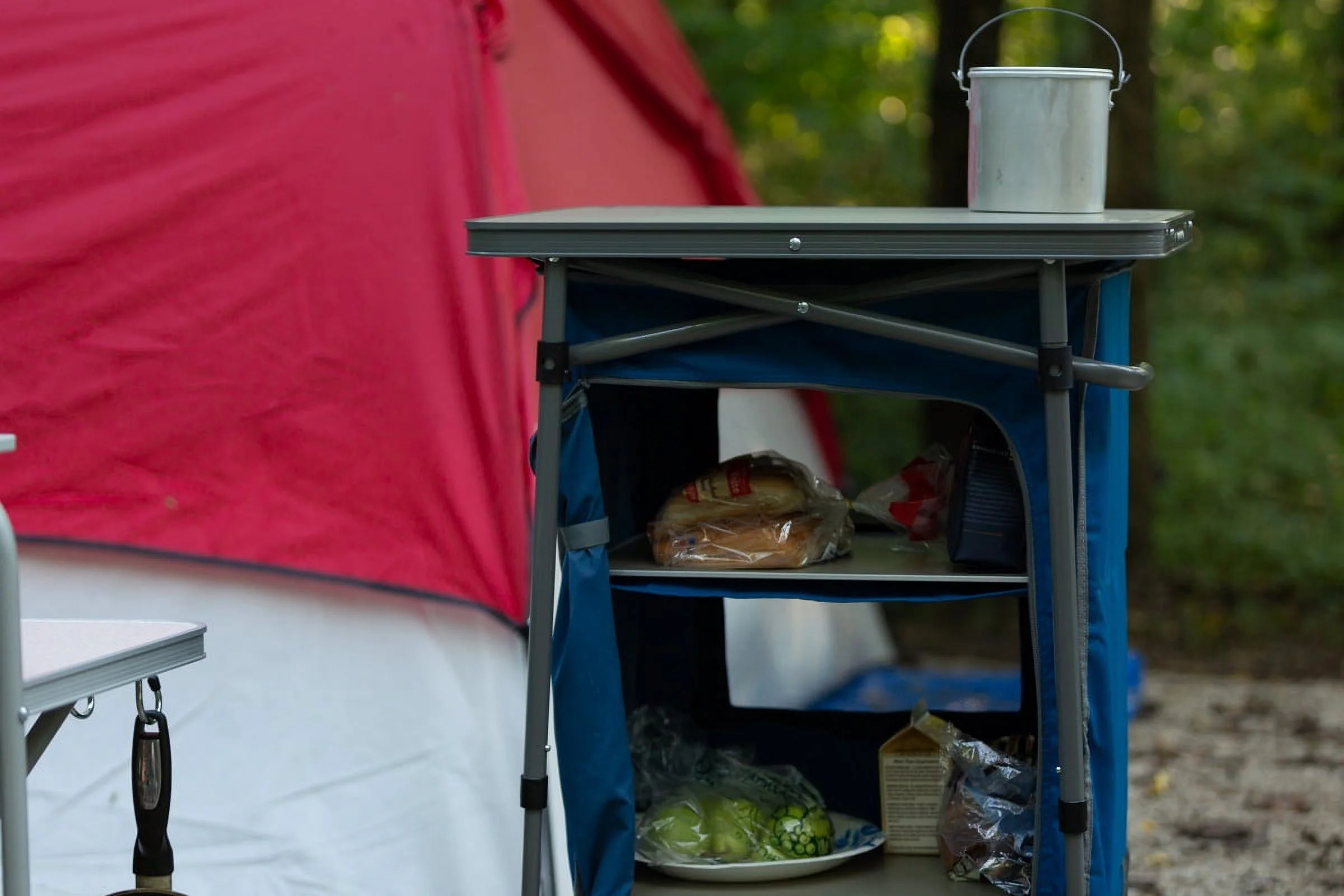 Ozark Trail 3-Shelf Collapsible Cabinet with Table Top, Blue, 23L x 19W