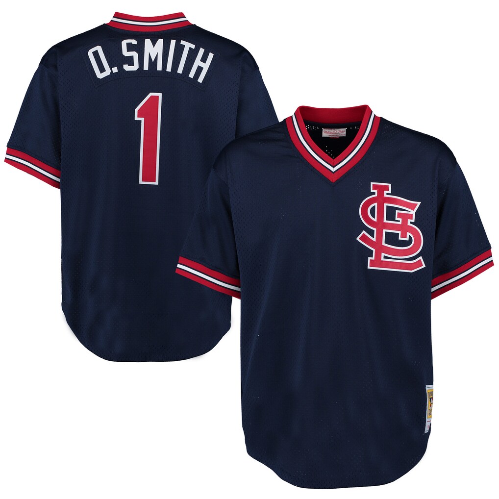 Men's St. Louis Cardinals Ozzie Smith Mitchell & Ness Navy Authentic Batting Practice Jersey