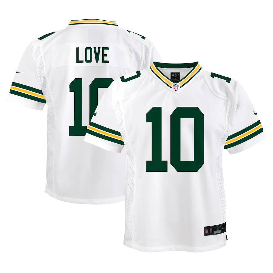 Youth Green Bay Packers Jordan Love Nike White Game Jersey