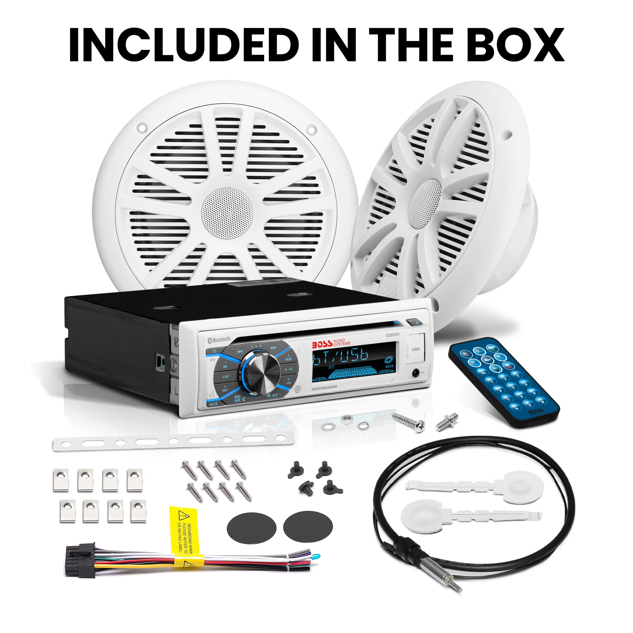 BOSS Audio MCK508WB.6 Marine Receiver and 1 Pair of 6.5 Inch Full Range Speakers