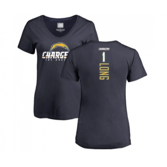 Football Women's Los Angeles Chargers #1 Ty Long Navy Blue Backer T-Shirt
