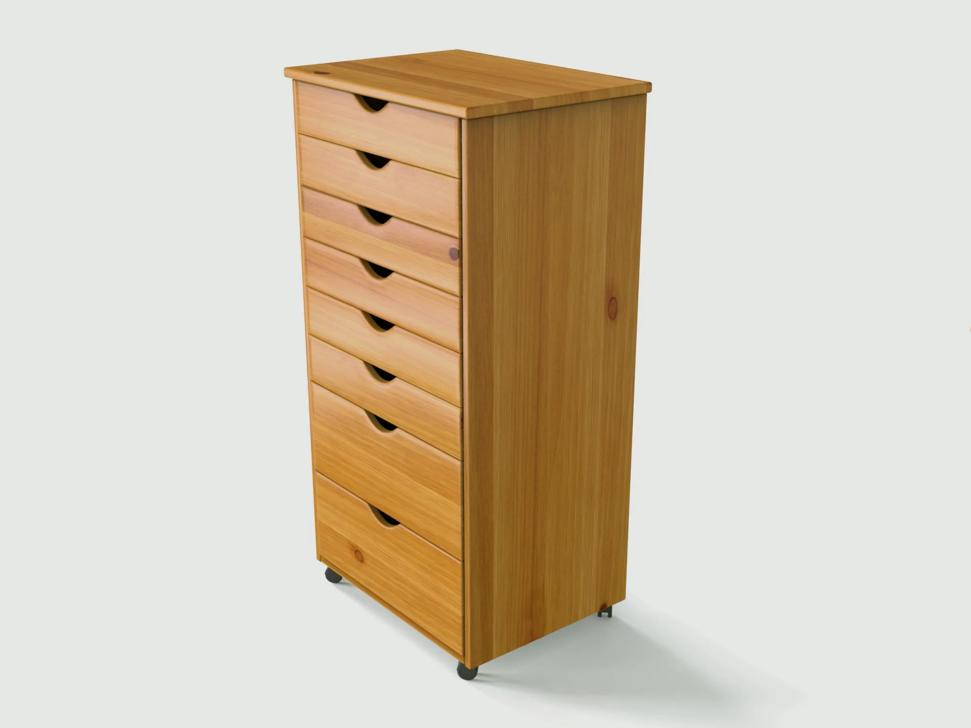 Adeptus Original Roll Cart, Solid Wood, 6+2 Drawer Extra Wide Roll Cart, Med Pine - Curated Treasures Market