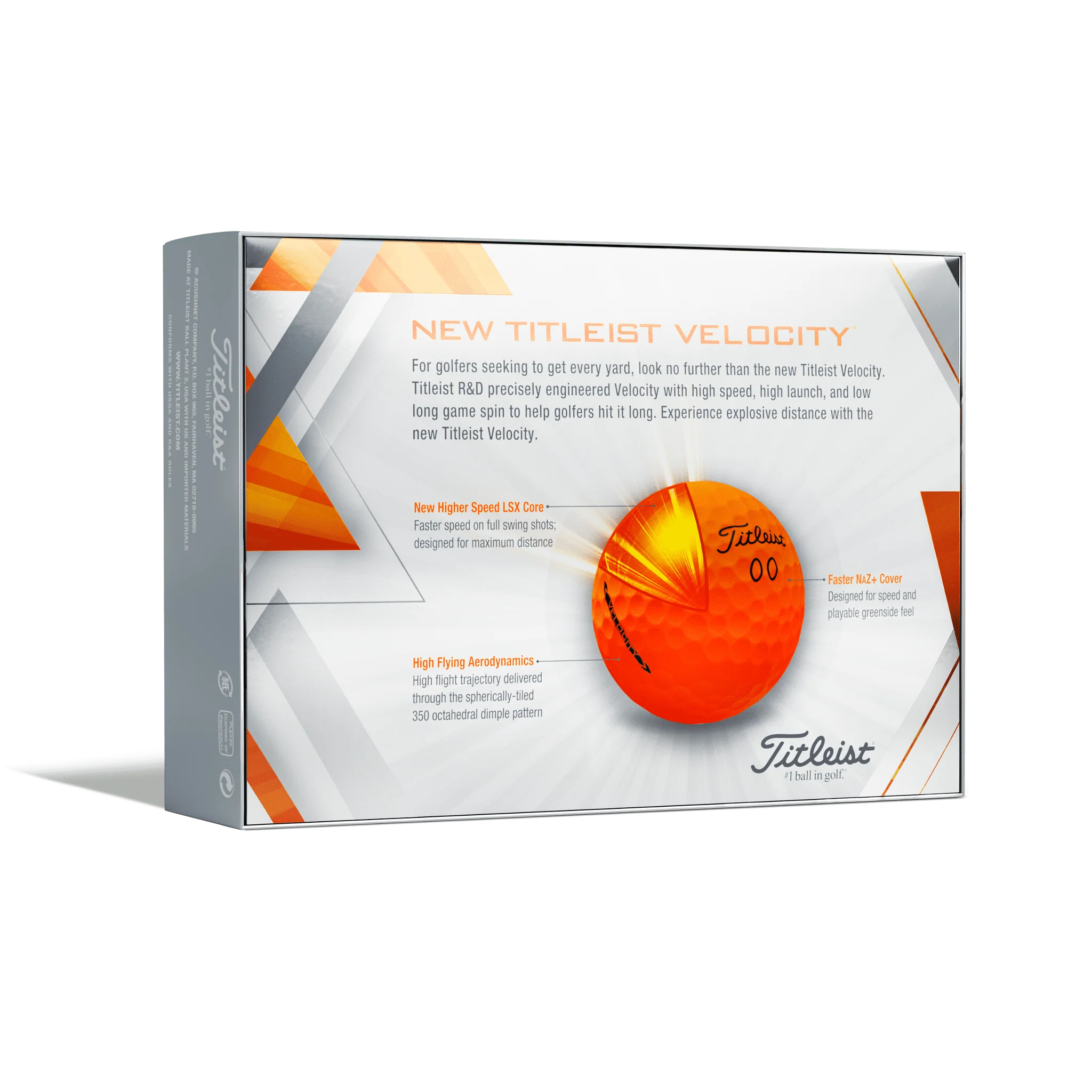 Titleist 2022 Velocity Golf Balls, 12 Pack, White