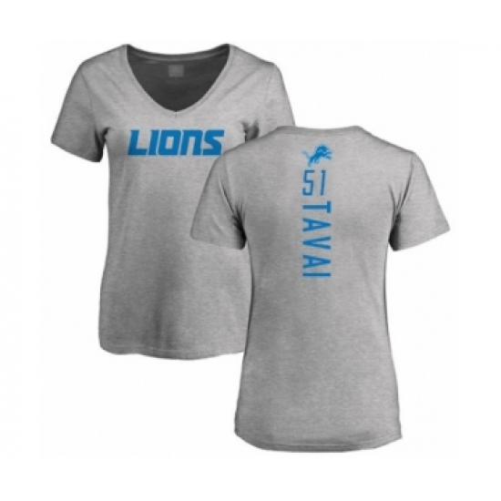 Football Women's Detroit Lions #51 Jahlani Tavai Ash Backer T-Shirt