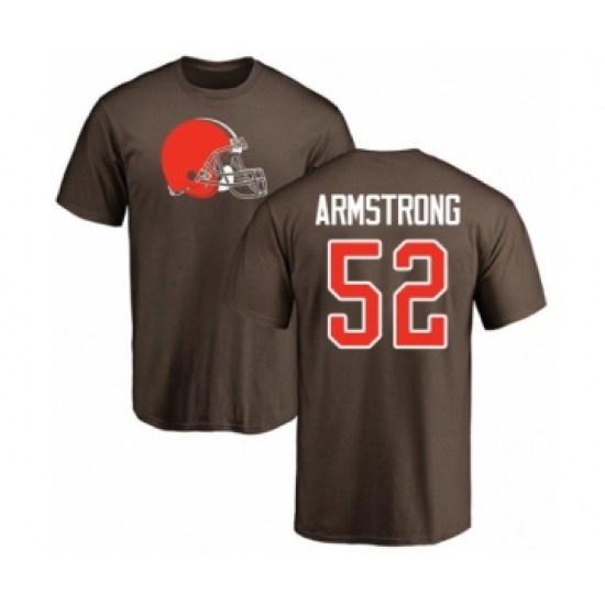 Football Cleveland Browns #52 Ray-Ray Armstrong Brown Name & Number Logo T-Shirt