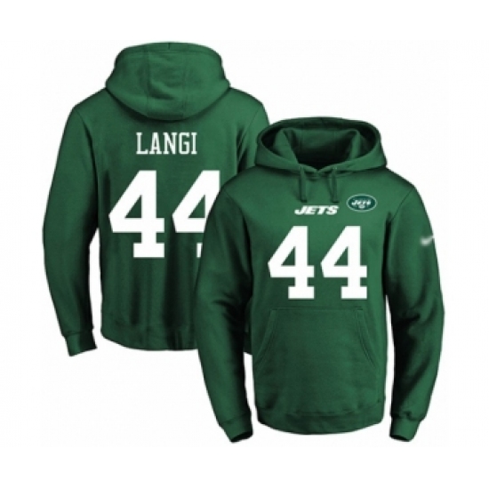 Football Men's New York Jets #44 Harvey Langi Green Name & Number Pullover Hoodie