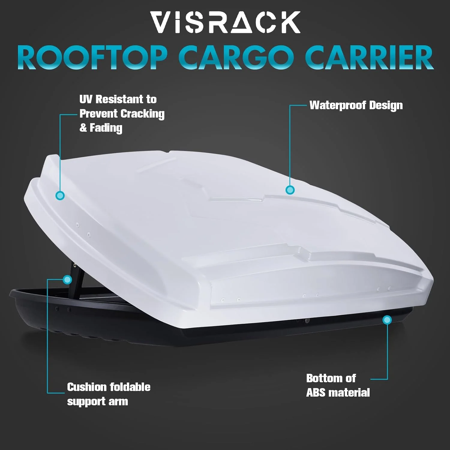 Hard Shell Roof Cargo Box Carrier with Security Keys,Heavy Duty Waterproof Rooftop Storage Box with Car Trunk Organize,58.3 (L) x35.4 (W) x13(H) Inches,15.5 Cubic Feet,Dual Side Opening,White - Curated Treasures Market