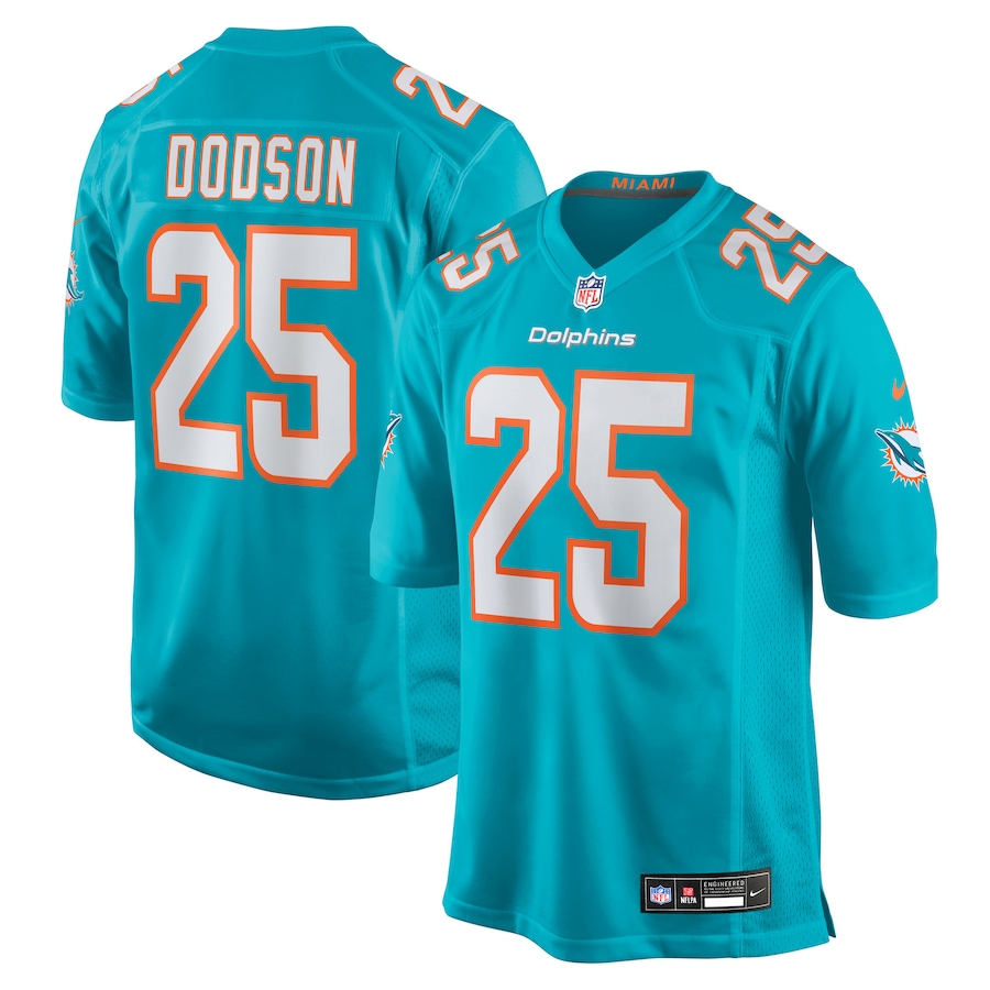 Men's Miami Dolphins Tyrel Dodson Nike Aqua Team Game Jersey