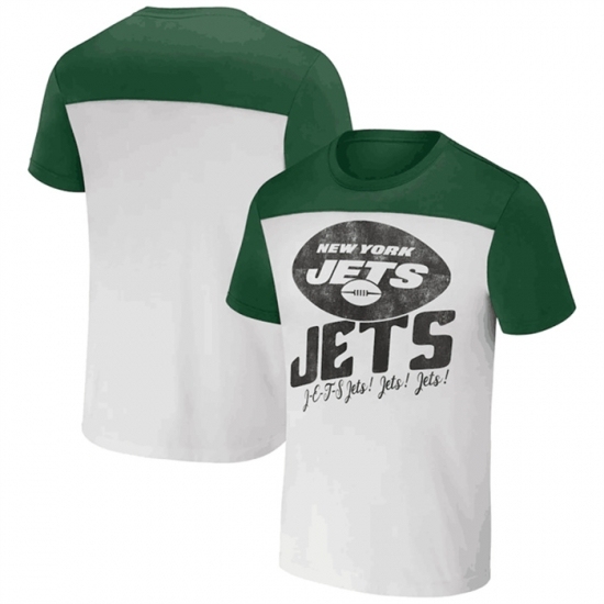 Men's New York Jets Cream Green X Darius Rucker Collection Colorblocked T Shirt