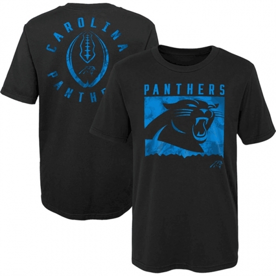 Men's Carolina Panthers Black Preschool Liquid Camo Logo T Shirt
