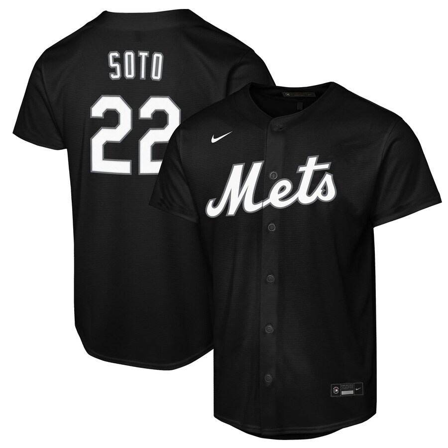 Youth New York Mets Juan Soto Nike Black Lights Out Replica Player Jersey