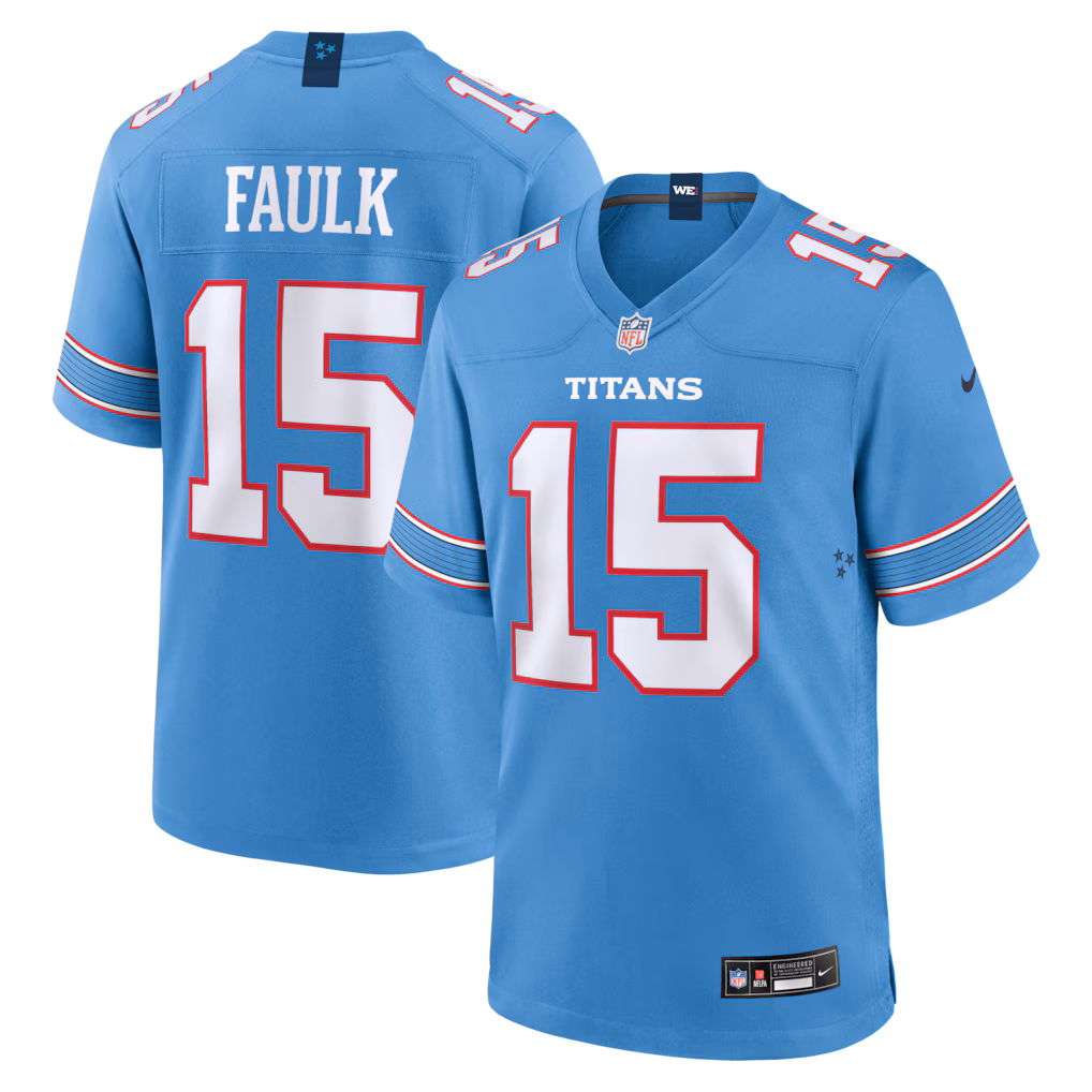 Men's Tennessee Titans Keldric Faulk Nike Light Blue 2026 NFL Draft First Round Pick No.31  Vapor F.U.S.E. Stitched Limited Jersey