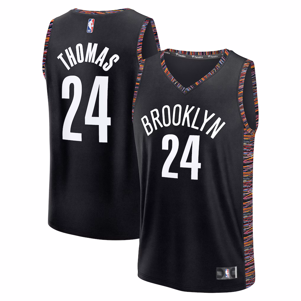 Men's Brooklyn Nets Cam Thomas Fanatics Black 2025/26 City Edition Fast Break Jersey
