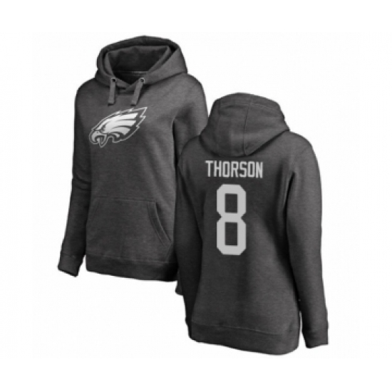 Women's Philadelphia Eagles #8 Clayton Thorson Ash One Color Pullover Hoodie